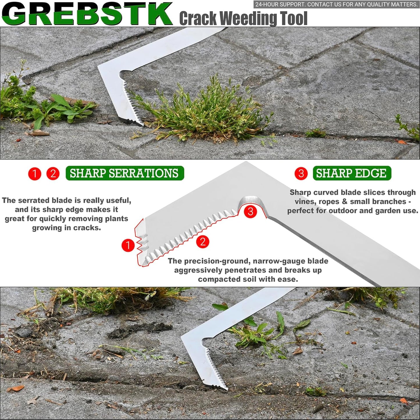 GREBSTK Crack Weeder Crevice Weeding Tool Stainless Steel Manual Weeder Gardening Tool