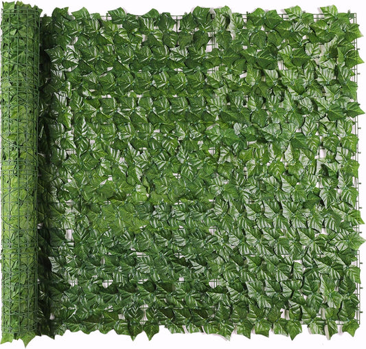 Artificial Ivy Privacy Fence Screen, 39.4x354.3 inch Artificial Faux Ivy Hedge, Expandable Faux Privacy Fence with 80 pcs Zip Ties, Decoration for Outdoor Garden, Color Printing Sweet Potato Leaves