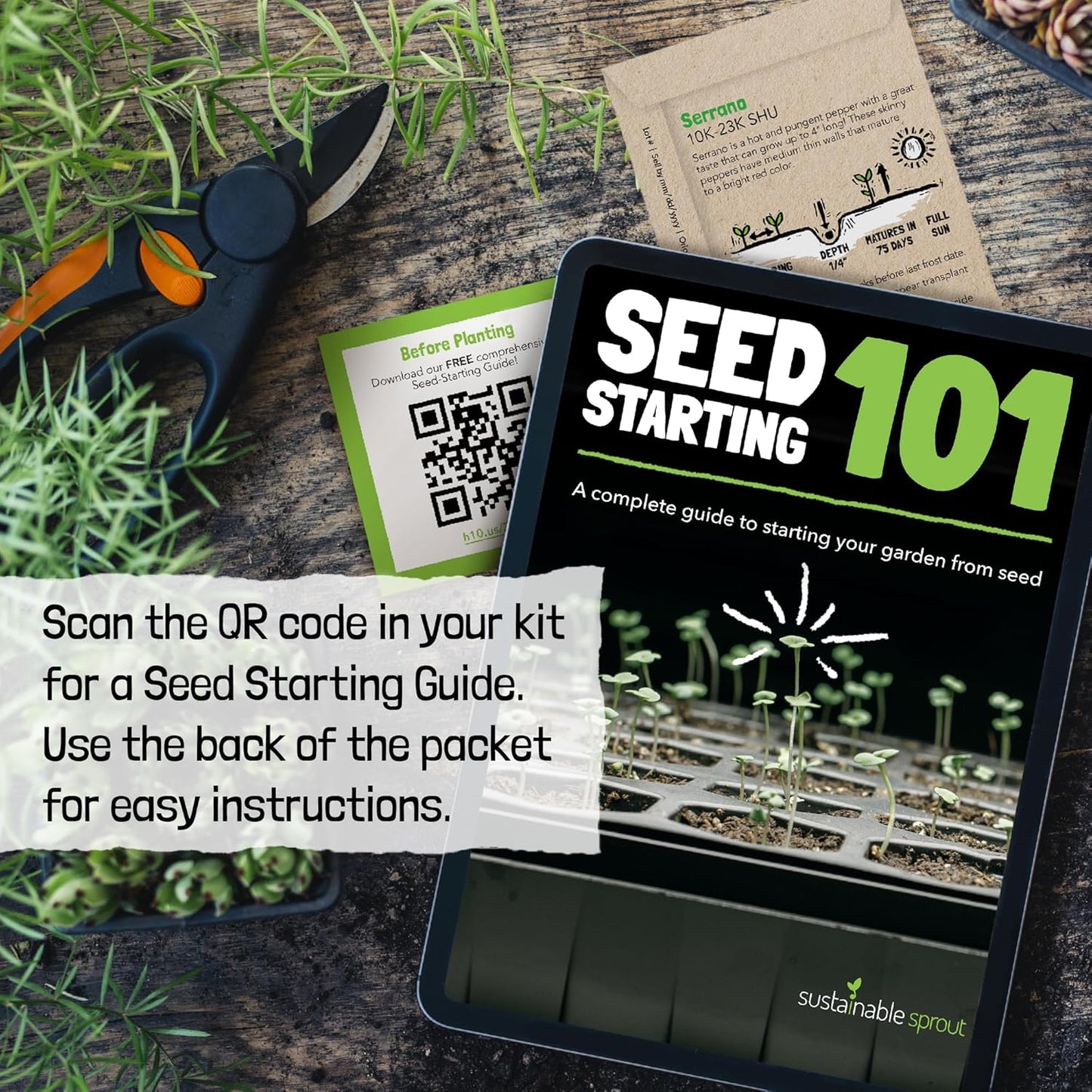 Hot Pepper Seeds for Planting - 7 Heirloom Chili Pepper Seeds Variety Packets Garden Seeds for Planting Cayenne Anaheim Hungarian Wax Pepper Habanero Serrano Poblano, & Jalapeno by Sustainable Sprout