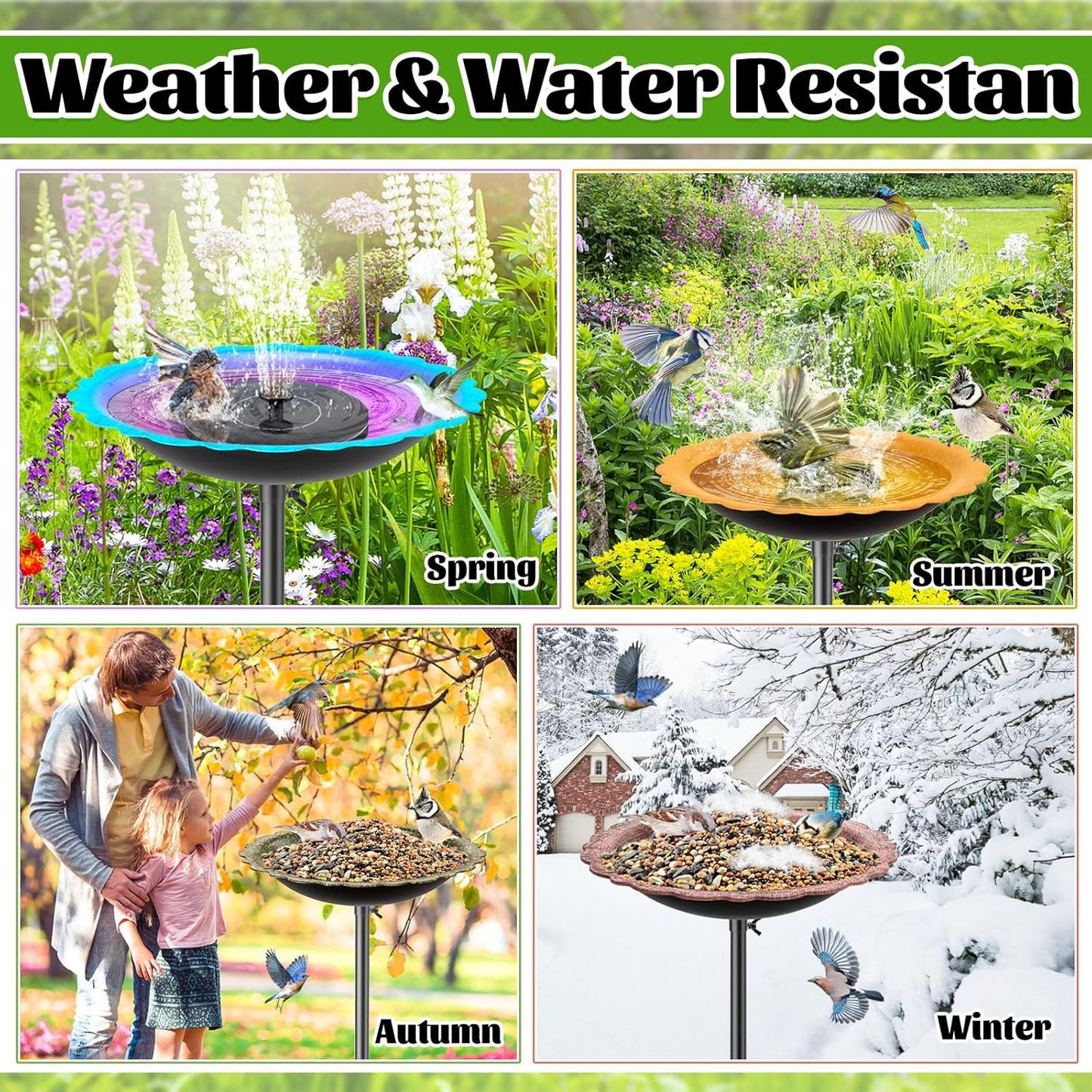 Bird Bath for Outside, MeyRolizn Metal Birdbath Birdfeeder Decorated with 5 Prong Base Stand, Outdoor Freestanding Bird Baths Feeder Bowl Garden Decor Yard Patio Lawn Art (Vintage Copper)