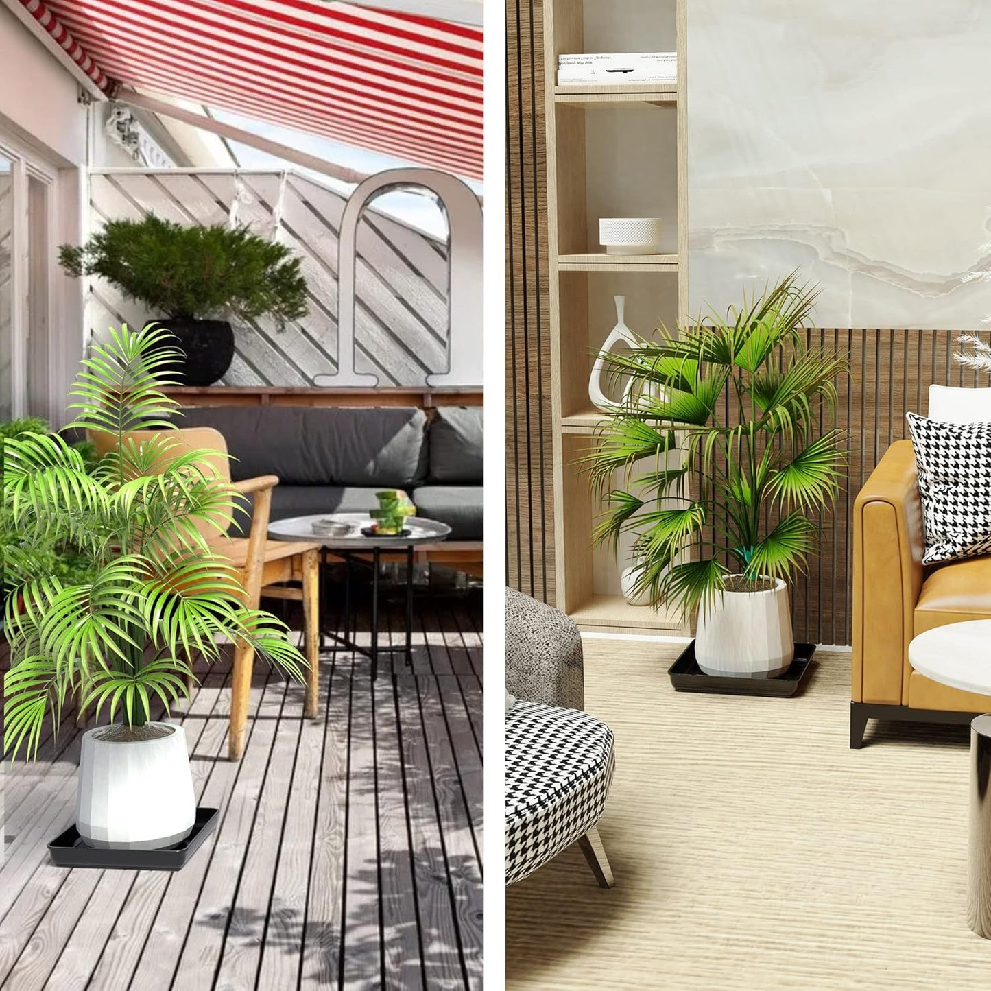 WAYNHUI Square Plant Saucer 6/8/10/12/14/16/18/20inches Square Plastic Basin Tray Large/Small Water Receiving Tray