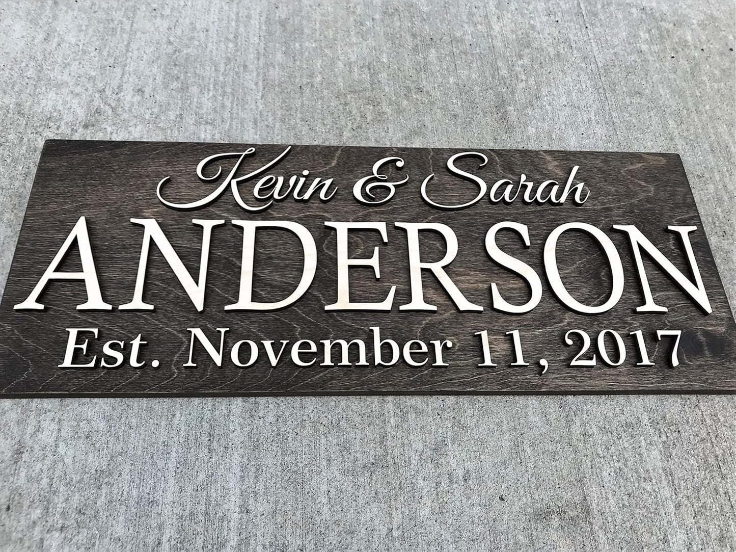 Personalized Family Name Wooden Sign | Last Name Established | Custom Wedding Gift | 3D Wall Art | 5 Year Anniversary | Rustic Home Decor