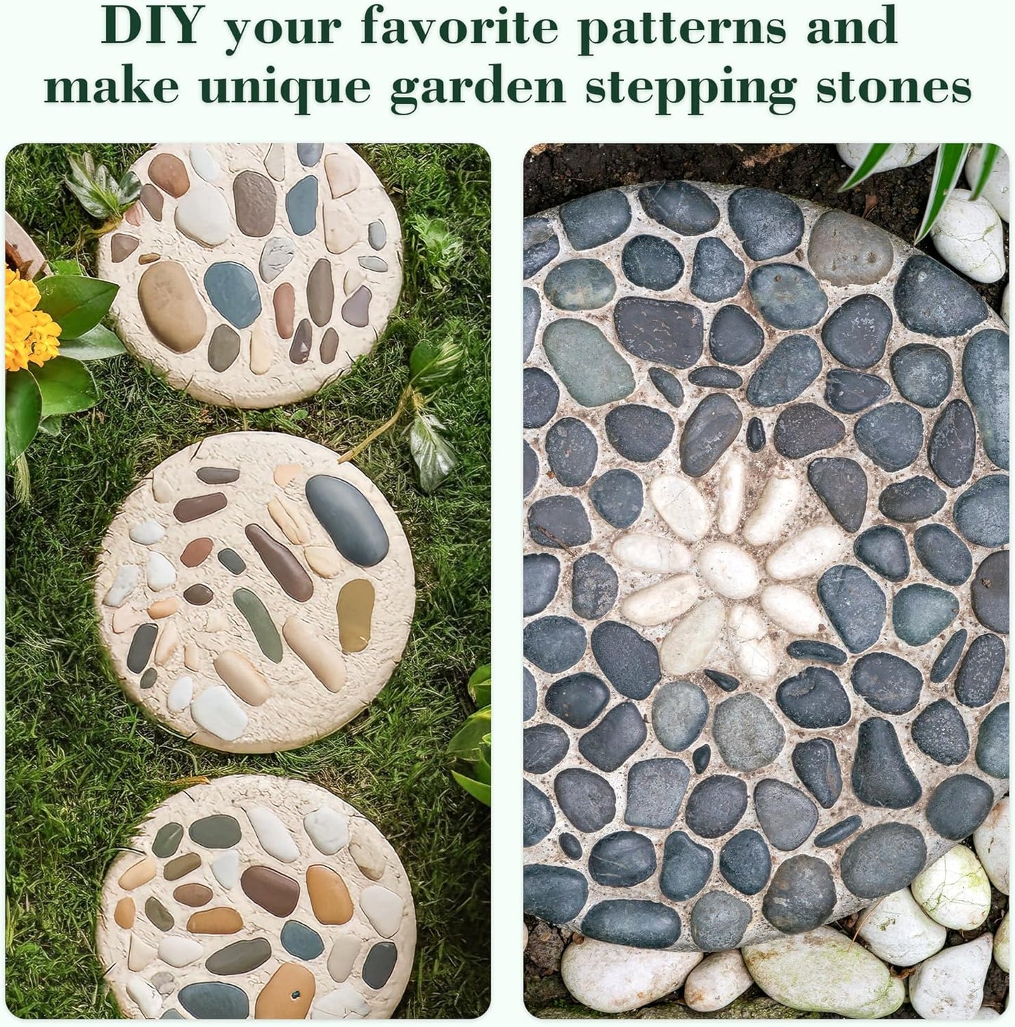 U0U 3 Size Round Stepping Stone Mold,10" 11.4" 12.6" Cement Molds for Concrete,Plastic Concrete Molds for Casting Garden Pathmate Pavement Precast and Forms Walkway