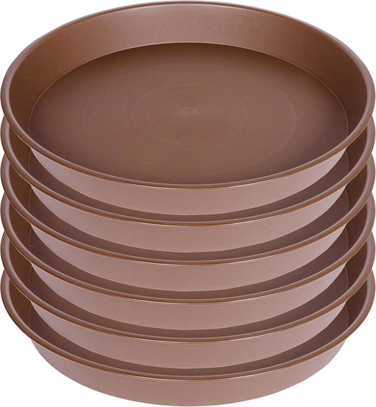 6 Pack of 10 inch Plant Saucer, Heavy Duty Plastic Plant Saucer 10 inch Round, Plant Tray for Pots, Flower Plant Saucers for Indoors, Plant Trays for Planter 8"/9"/10" (10", Chocolate)