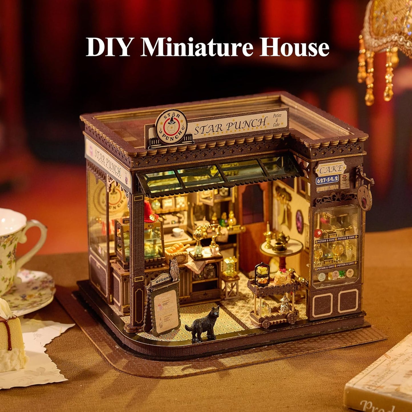 BenBen Miniature House Kit, DIY Miniature Coffee Shop, Furniture, Mini House Building Kit for Stress Relief & Home Décor, 3D Doll House Craft Projects for Adults, Teens
