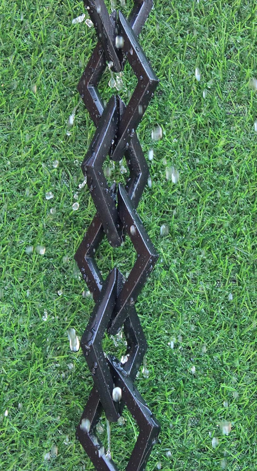 KAM Home Diamond Links Rain Chain with Installation Kit (Black, 15)