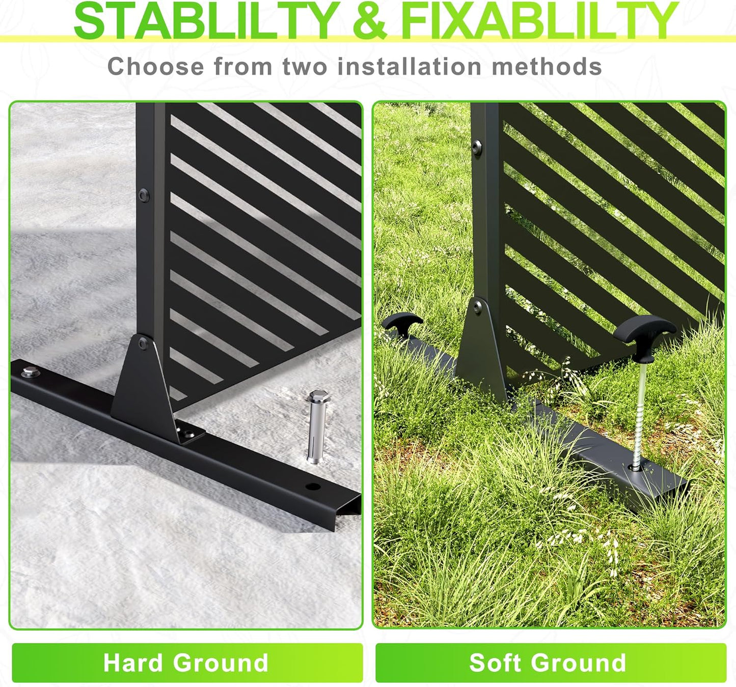 Outdoor Privacy Screen,72" H×47" W Metal Privacy Screen, Freestanding Privacy Fence Panels for Patio