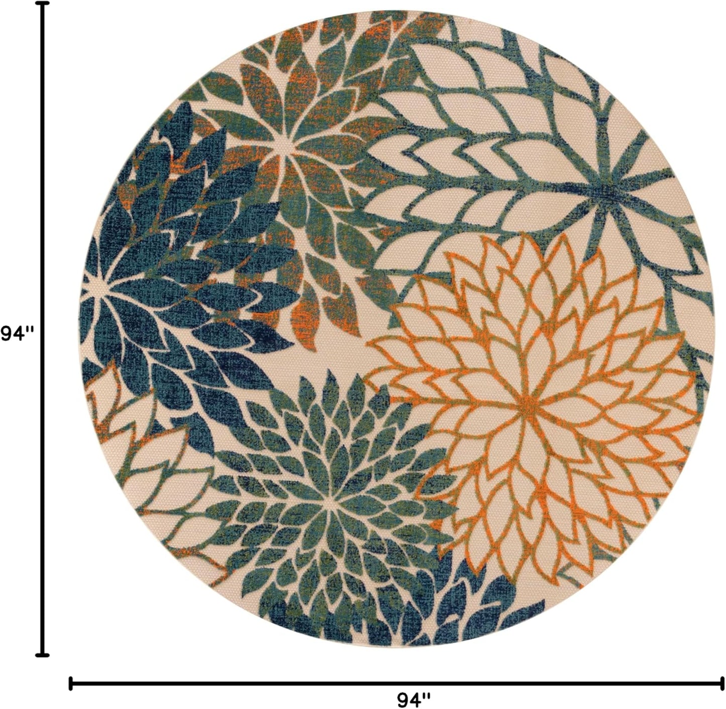 Nourison Home Aloha 8' x Round Blue Green Fabric Tropical Area Rug (8' Round)