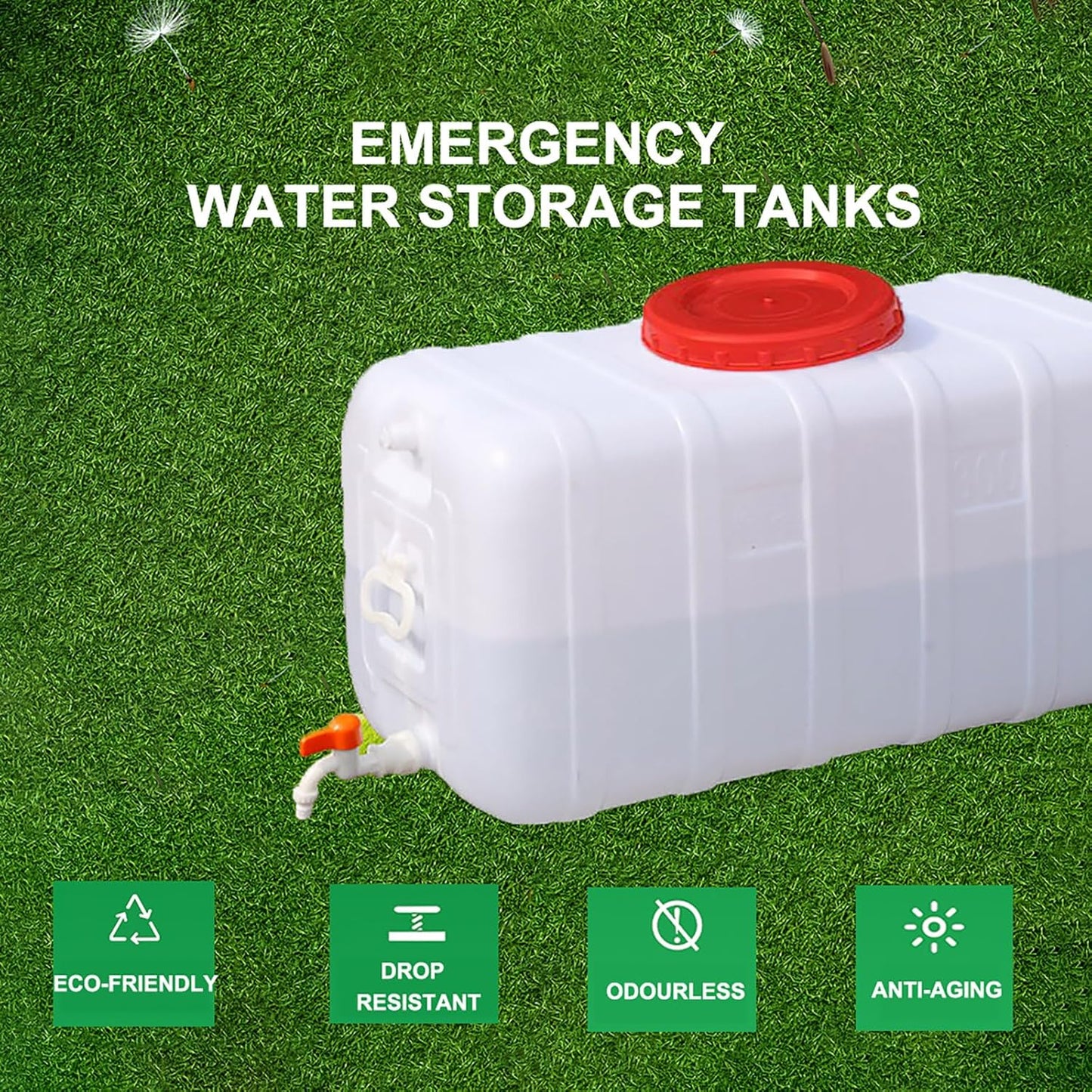 Water Storage Tank for Camping, Plastic Water Containers with Spigot for Emergency Water Storage Household Outdoor Camping Hiking Self-Driving Tour(Size:35L/9gallon)