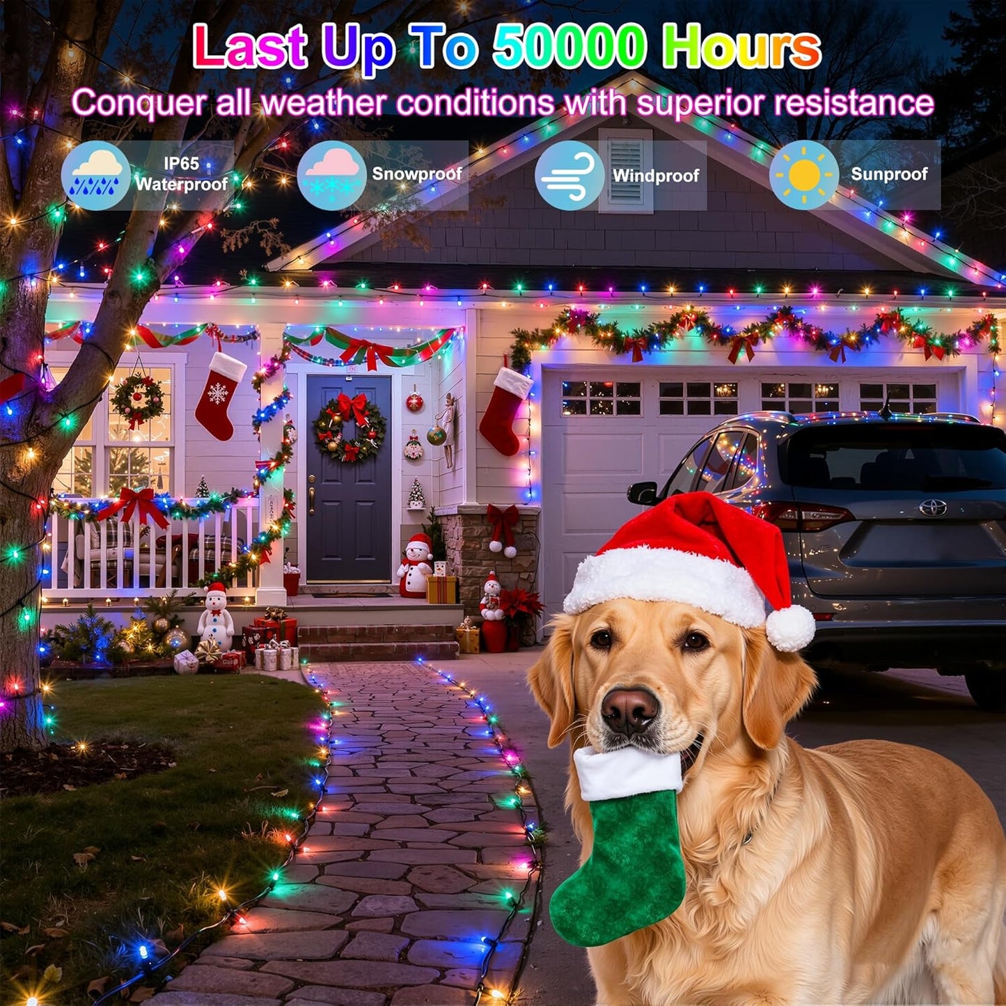 750LED Christmas Lights Outdoor Use, 240ft 12 Modes Multicolor LED String Lights with Timer Dimmable, Waterproof Christmas Tree Lights for Xmas Patio Yard Fence Balcony Garden Decor Multicolor