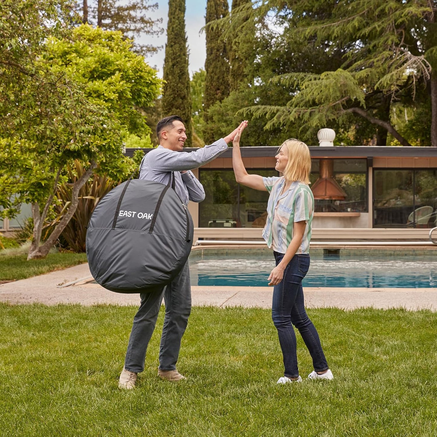 EAST OAK Screen House Tent Pop-Up, Portable Screen Room Canopy Instant Screen Tent 6 x 6 FT with Carry Bag for Patio, Backyard, Deck & Outdoor Activities, Beige