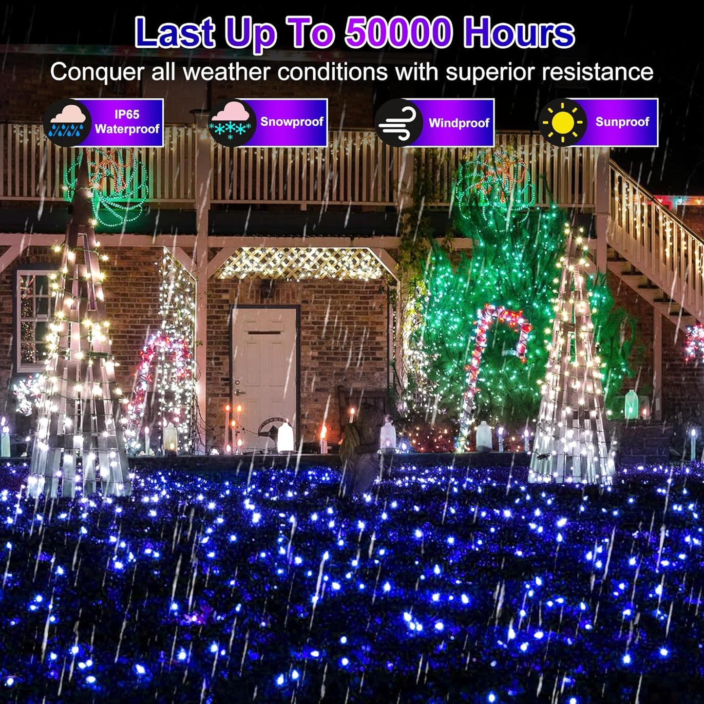 1500 LED Christmas Lights Outdoor Use, 492ft 8 Lighting Modes Fairy Lights for Outside, Christmas Tree Lights Outdoor IP44 Waterproof for Xmas Patio Yard Fence Deck Balcony Garden Decor Blue