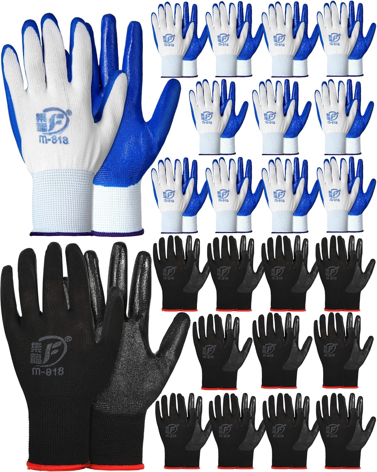 Nuogo 24 Pairs Gardening Gloves for Men Women Rubber Coated Landscaping Work Gloves Safety Work Construction