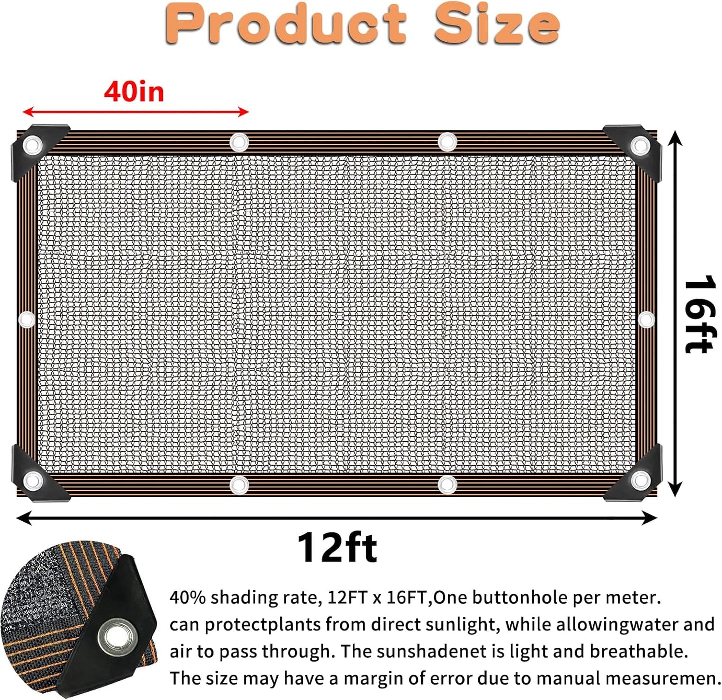 Shade Cloth for Plants Greenhouse, 40-50% Sunblock Shade Sails -for Outdoor Garden Pergola Patio Lawn Plant Sun Shade Cloths for Kennel Chicken Coop Easier to Hang Shade Net Cover