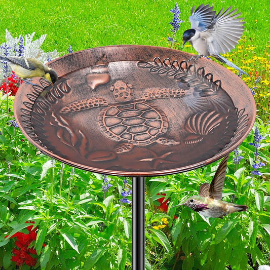 40 Inch Metal Bird Bath for Outside, Detachable Birdbath & Birdfeeder with Base Stake, Vintage Bird Baths for Outdoors Garden Yard Lawn Decor (Vintage Copper)