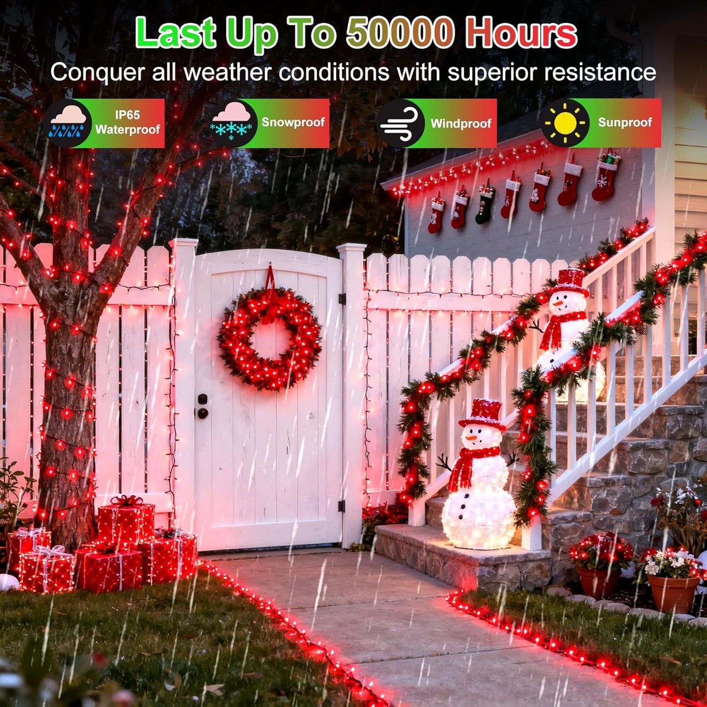 350LED Christmas Lights Indoor Outdoor, 90ft 12 Modes Red LED String Lights with Timer Dimmable, Waterproof Christmas Tree Lights for Xmas Patio Bedroom Yard Fence Balcony Garden Party Decor Red