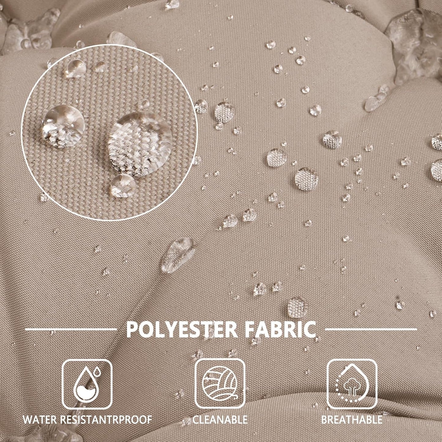 Outdoor Swing Cushions,Waterproof Swing Cushions 3 Seater Replacement with Backrest,Outdoor Thickened Bench Cushion with Ties for Porch,Patio,Backyard,Garden and Lawn (Khaki 60 * 40 in)