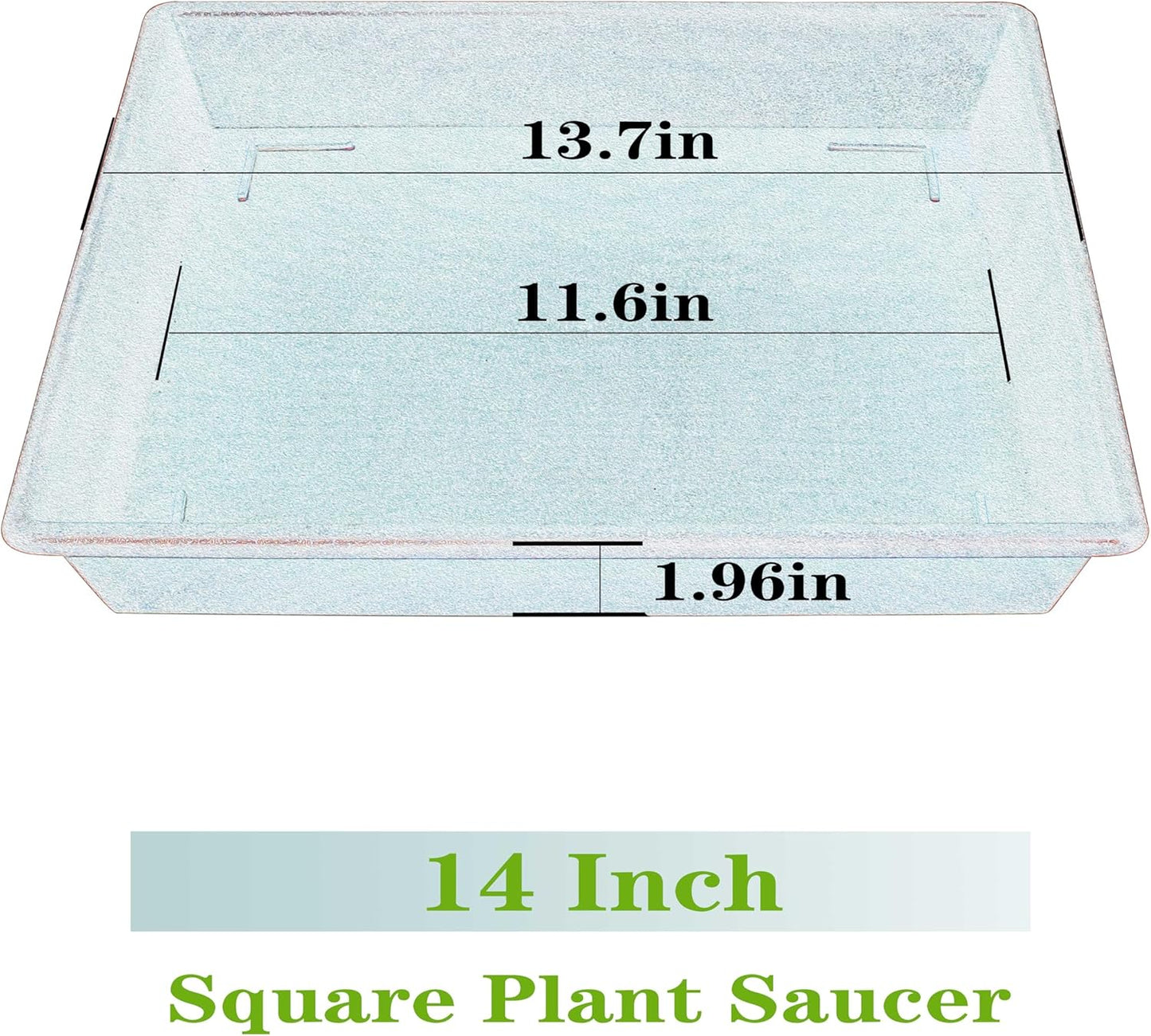 Square Plant Saucer 14 Inch 2 Pack 8 12 14 16 18 20 Plant Trays for Pots Heavy Duty Plastic Plant Saucers for Indoors Outdoors, Flower Pot Plant Drip, Extra Lager No Holes Plant Tray