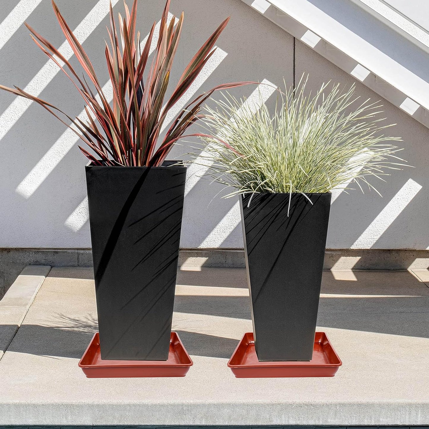 5 Pack Square Plant Saucer 8 Inch,Plant Water Catcher Tray, Heavy Plastic Plant Trays for Pots Pots Base Plant Saucers for Indoors and Outdoors, Pot Saucers for Plants.