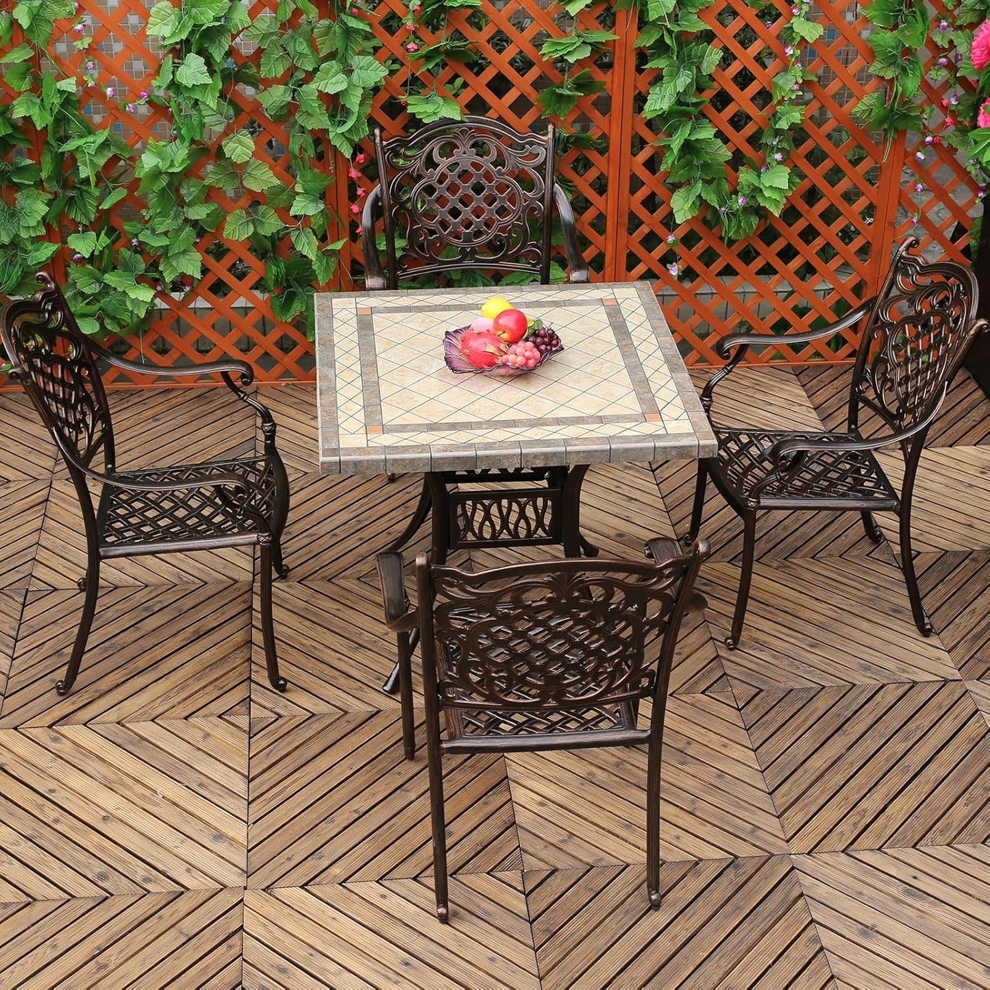 Outdoor Dining Chair Cast Aluminum Patio Chairs Set of 2 All-Weather Patio Dining Chair with Adjustable Feet for Backyard Garden (Phoenix Chair)