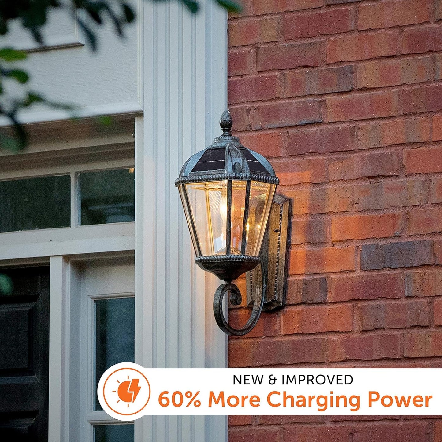 Gama Sonic Solar Outdoor Wall Light, Royal Bulb Exterior Sconce Lamp, Weathered Bronze Finish Aluminum, Rain Water Glass, Warm White LED with Omni-Direction Reflector, 98B310 Upgraded Panel & Battery