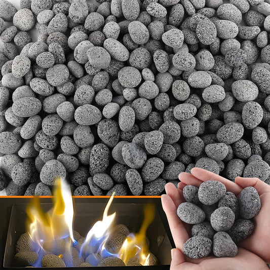 CJGQ 45 Lb Lava Rocks for Fire Pit,1"-2" Natural Pebbles Tumbled Lava Rock,Round Fire Pit Rocks for Portable Fireplaces Propane Gas Fish Tank Landscaping Garden Decoration