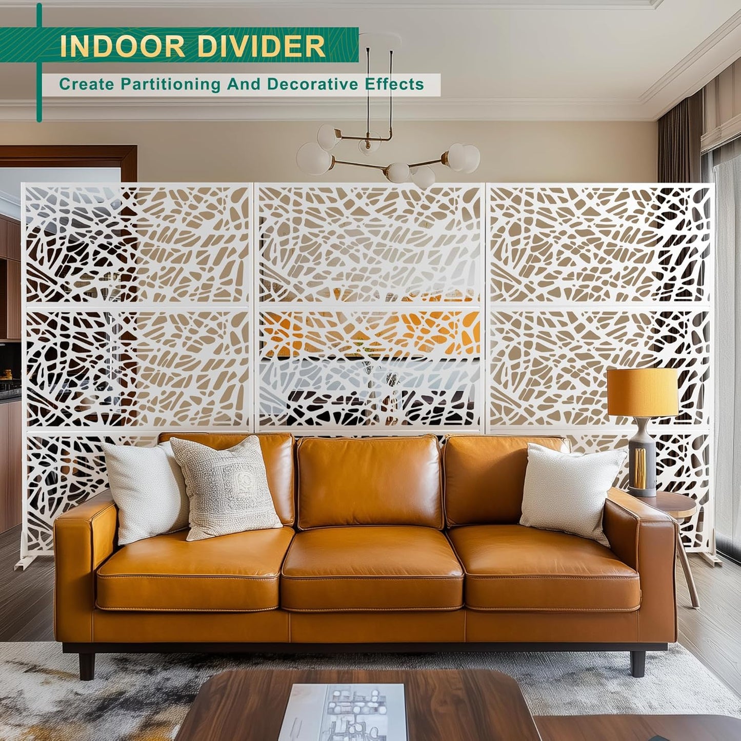 72" H×47" W Metal Privacy Screen Outdoor Privacy Screen Freestanding Outdoor Privacy Screens and Panels for Patio Lawn Deck (Consists of 3 Panels)