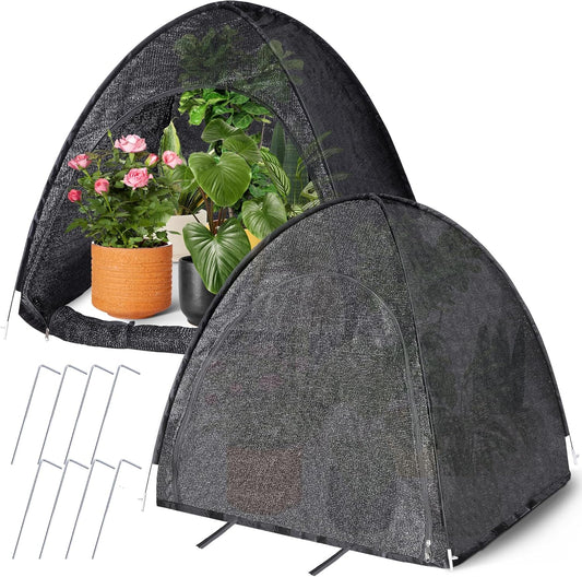DECOHS 2 Pack 33" x 33" x 33" UV Resisitant 80% Pop up Plant Shade Tent, Garden Sunshade Cloth Sun Protection Tent, Sunblock Plant Cover Net with Stakes for Outdoor Plants Flower Potted