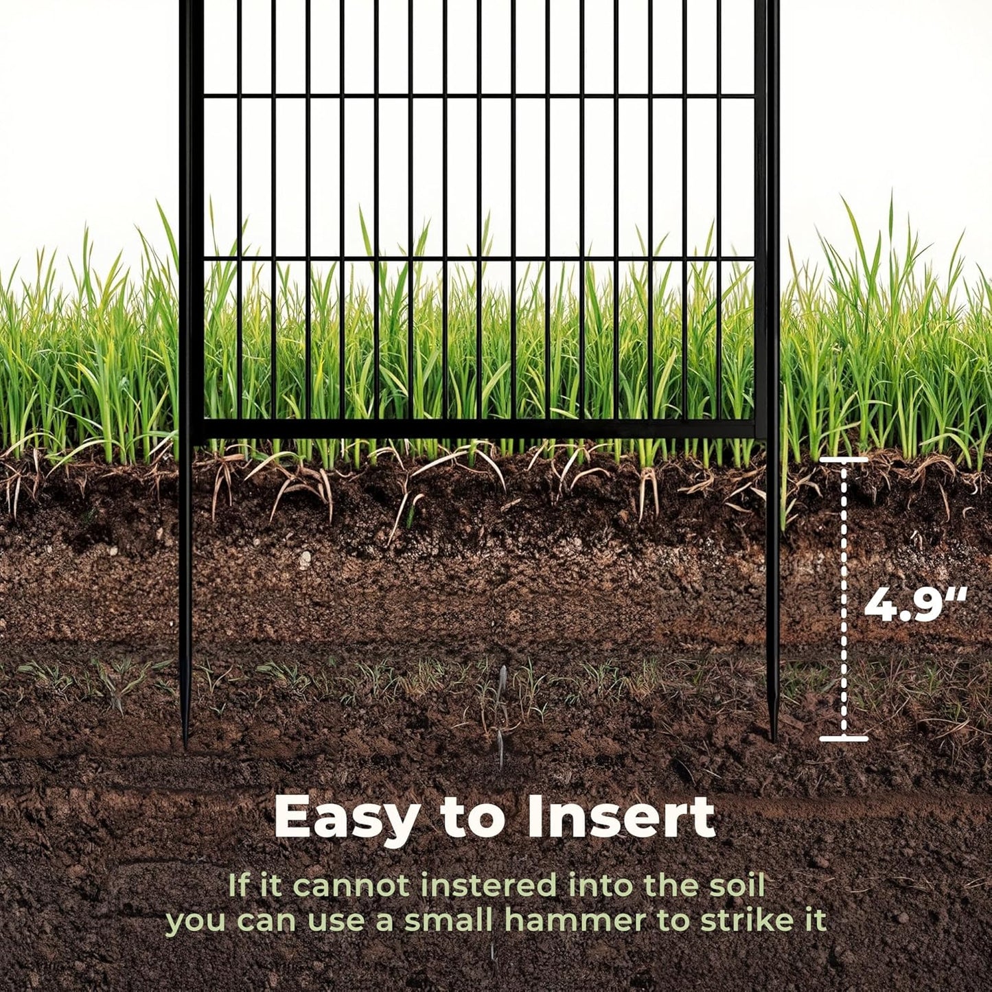 Decorative Garden Fence with Gate 24 in(H) x 44.5 ft(L) 24 Panels, Heavy Duty Metal Animal Barrier Fence for Yard, Flower Bed Fencing, Garden Border Fence, Easy Set Up, Black