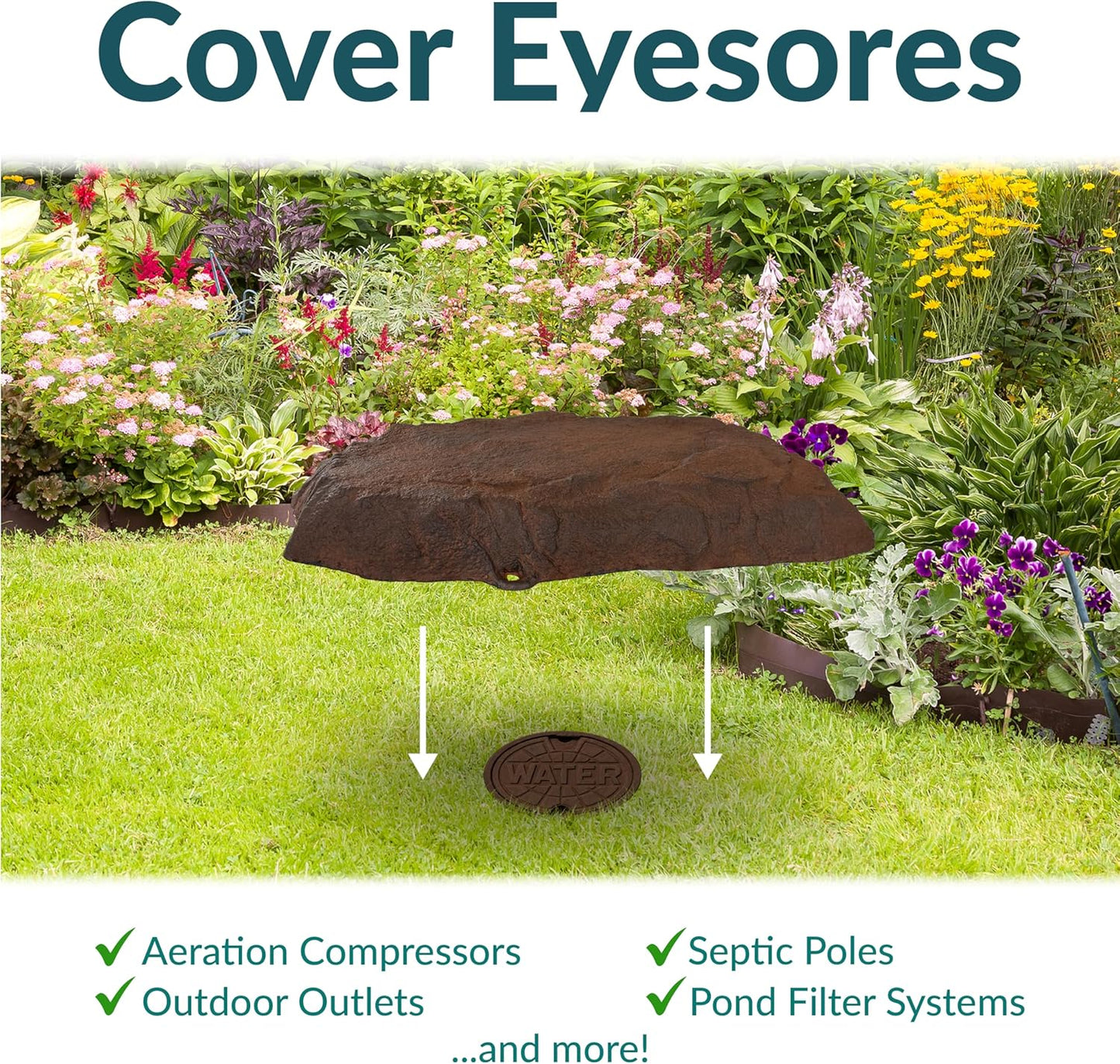 Sunnydaze 3.5” H Polyresin Faux Landscape Rock Cover - Lightweight Fake Rock Well Pump Cover for Outside - Brown