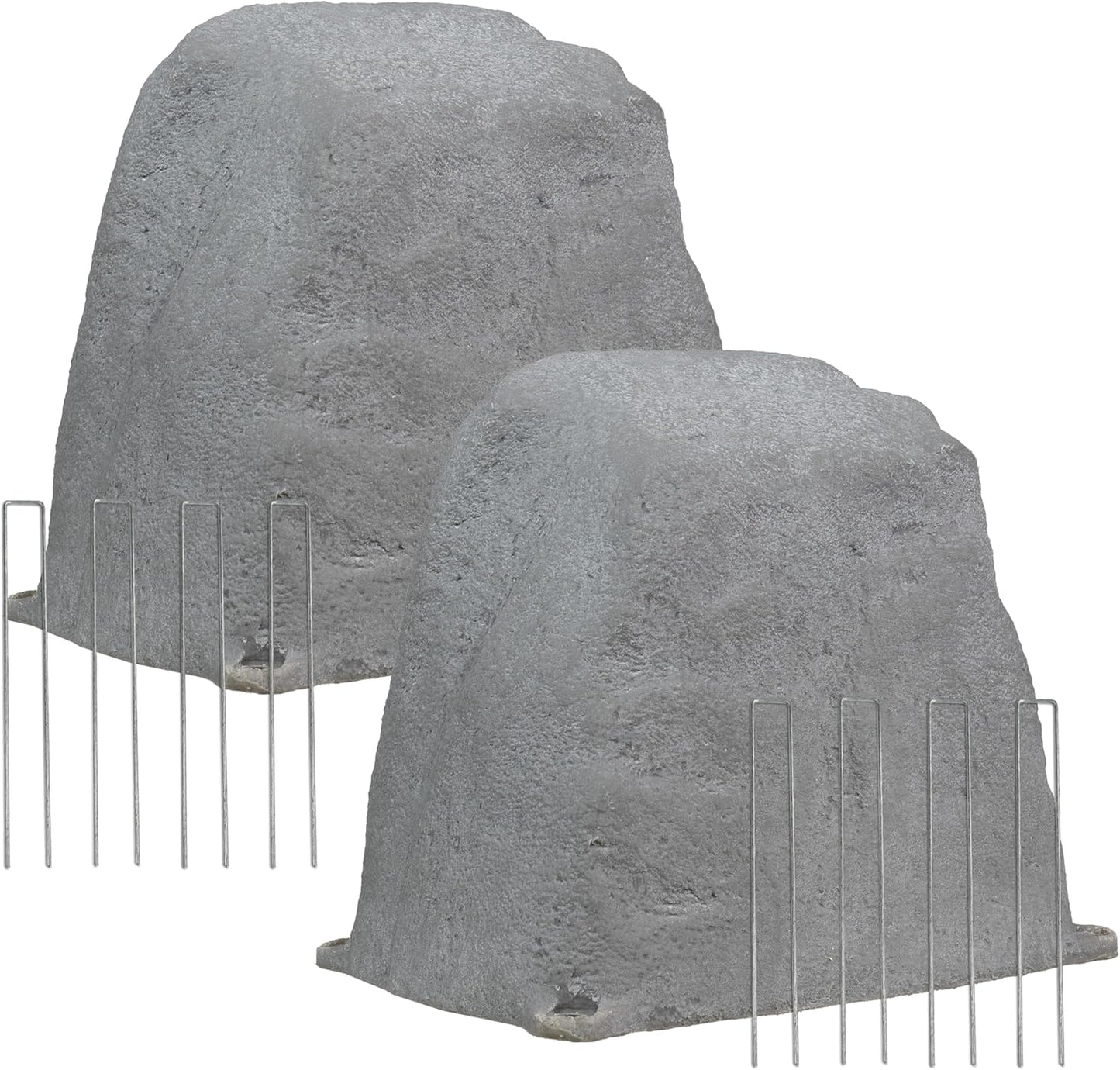 Sunnydaze 11" H Polyresin Faux Landscape Rock Cover - Lightweight Fake Rock Well Pump Cover for Outside - Gray - 2-Pack