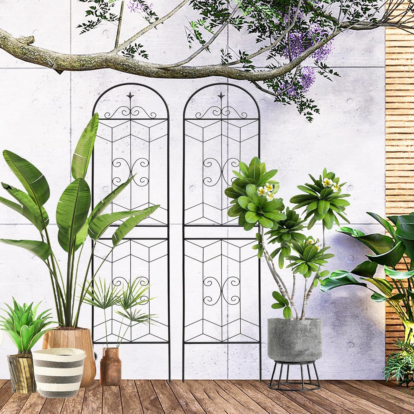 2 Pack 87x20in Garden Trellises with Black Metal Coating, Trellis for Climbing Plants Outdoor, Roses, Vines, Flowers, and Vegetables.