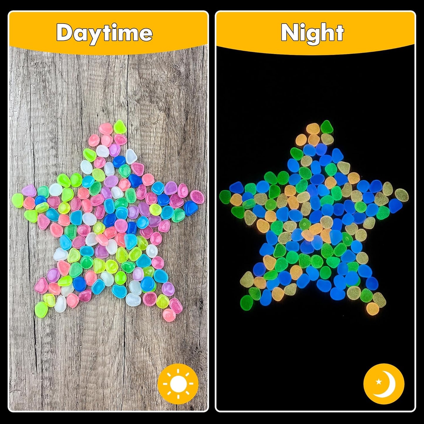 Glow in The Dark Rocks Outdoor Garden Pebbles Stones, 2.2Lbs Fish Tank Glow Rocks Resin Glowing Pebbles for Garden/Aquarium/Planter/Walkway/Driveway,Multi