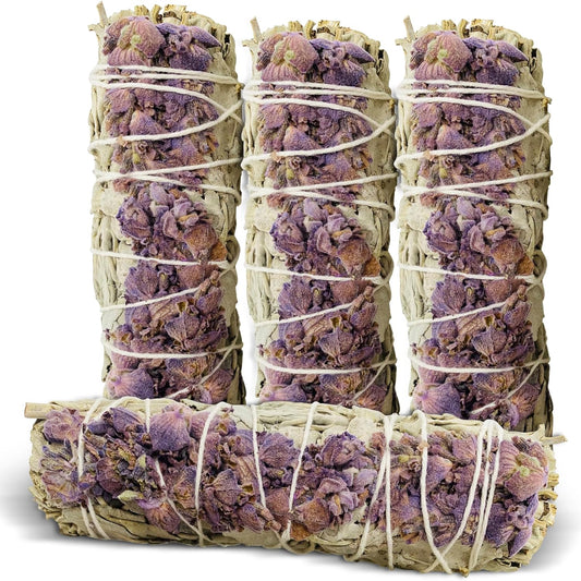 Lavender with White Sage - Bholi Sage Plus Sage Incense Sticks for Cleansing Negative Energy, Sage Sticks for House Cleansing - Lavender with White Sage Smudge Sticks Pack of 4
