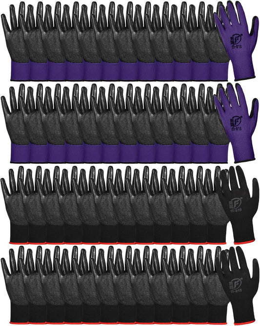 Nuogo 48 Pairs Gardening Gloves for Men Women Rubber Coated Safety Work Gloves Bulk for Gardening Construction Work
