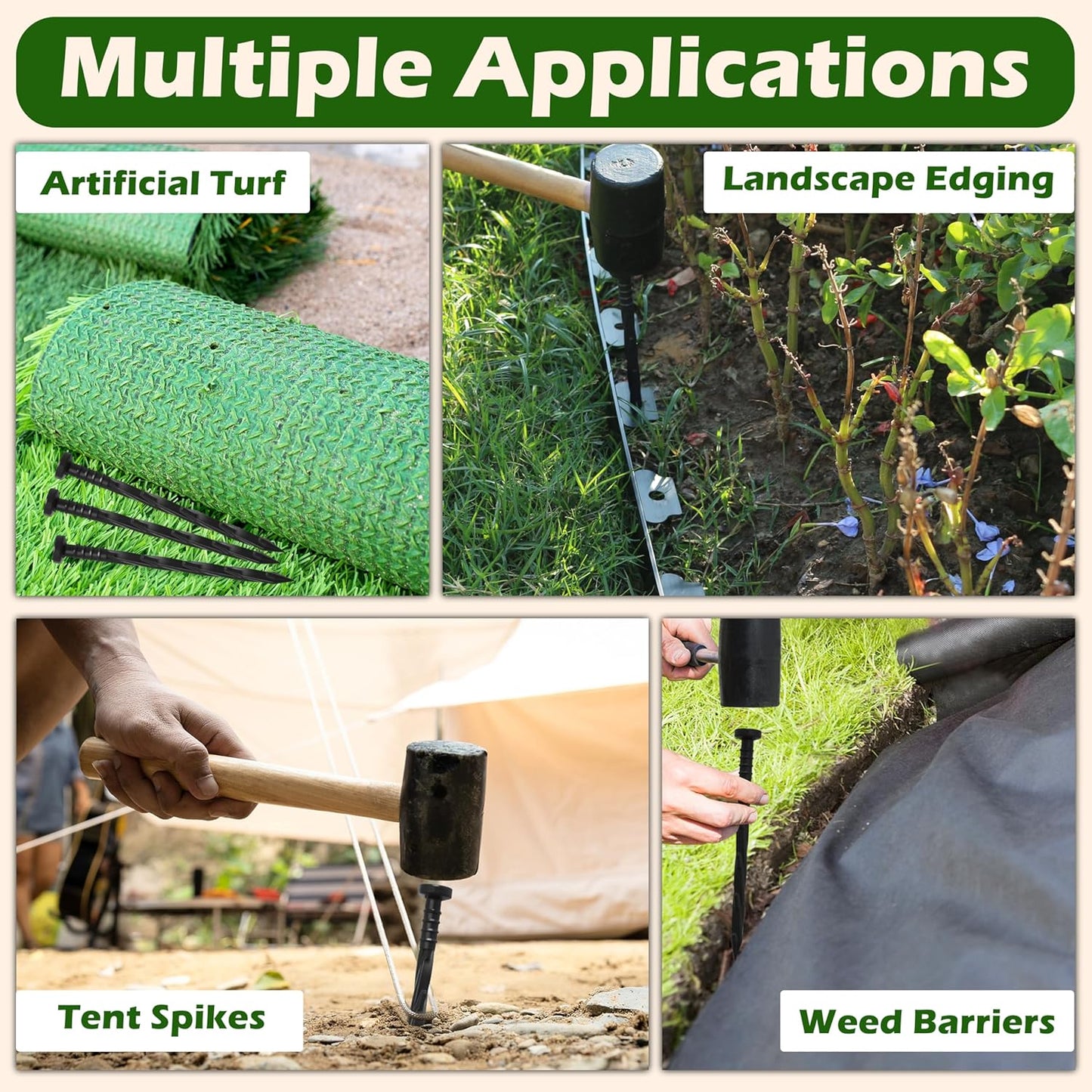 Gardzen 30 pcs Landscape Edging Anchoring Spikes, 6 inches Yard Lawn Paver Edging Stakes for Weed Barrier, Garden Fence, Artificial Turf