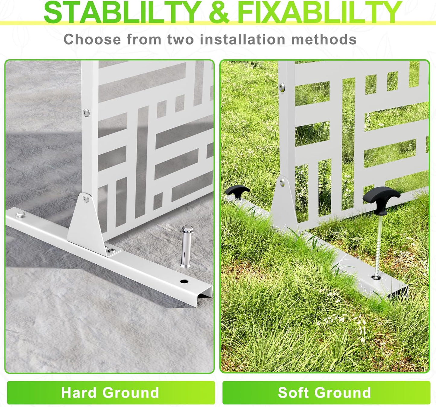 Outdoor Privacy Screen,72" H×47" W Metal Privacy Screen, Freestanding Privacy Fence Panels for Patio