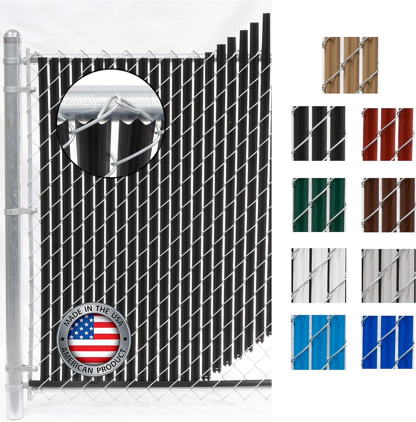 Wave Slat (9 Colors) Single Wall Bottom Locking Privacy Slat for 4', 5', 6', 7' and 8' Chain Link Fence (7 ft, Black)