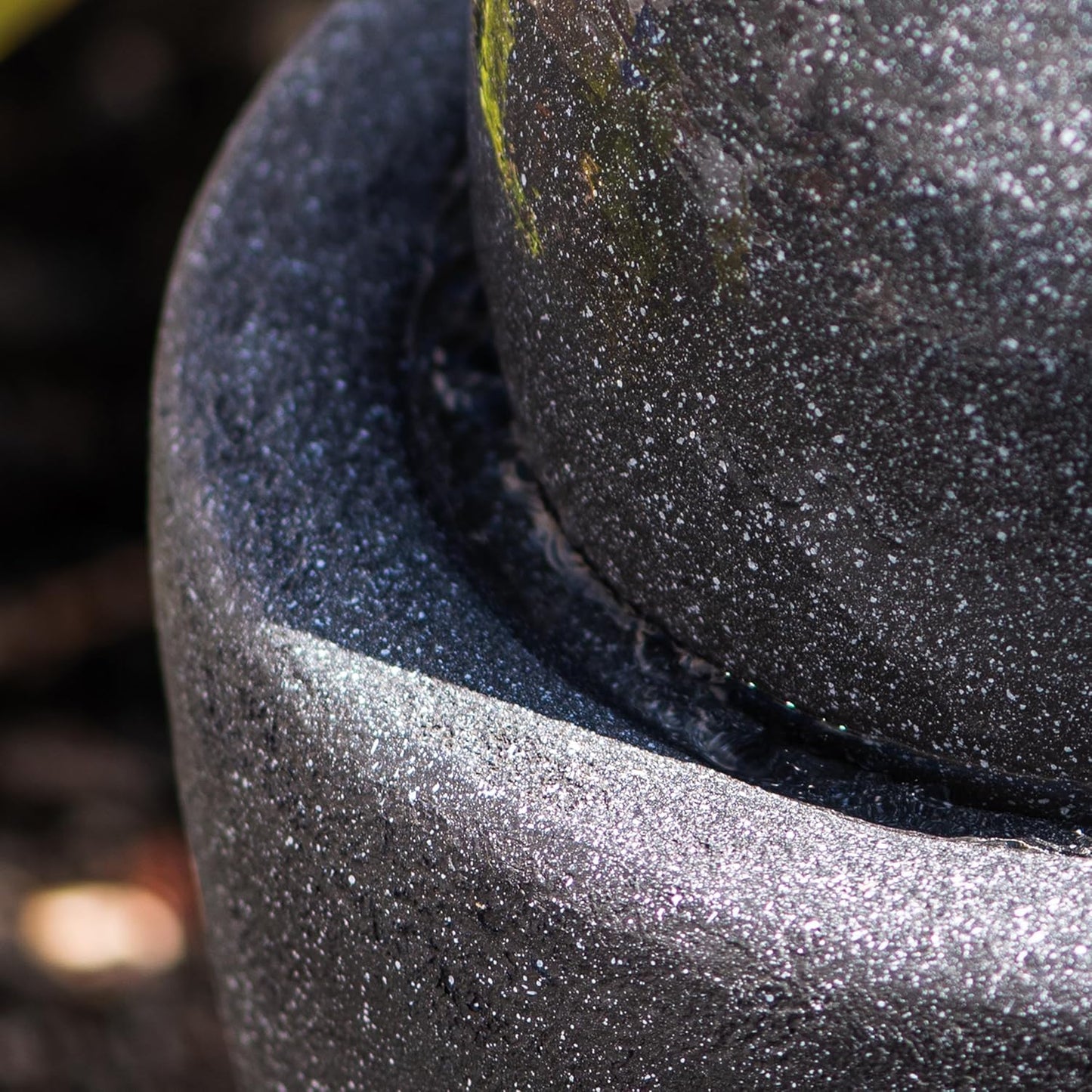 XBrand 25.98" H Round Stone Indoor/Outdoor Modern Stone Textured Sphere Water Fountain w/LED Lights, Ball Fountain Decor, Gray