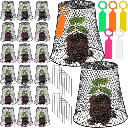 20 Pcs 9×9inch Chicken Wire Plant Covers Wire Garden Cloches Chicken Wire Cloche Plant Protector Metal Heavy Duty Garden Plant Cloche for Keeping Bunnies Chicken Squirrels Birds Other Out
