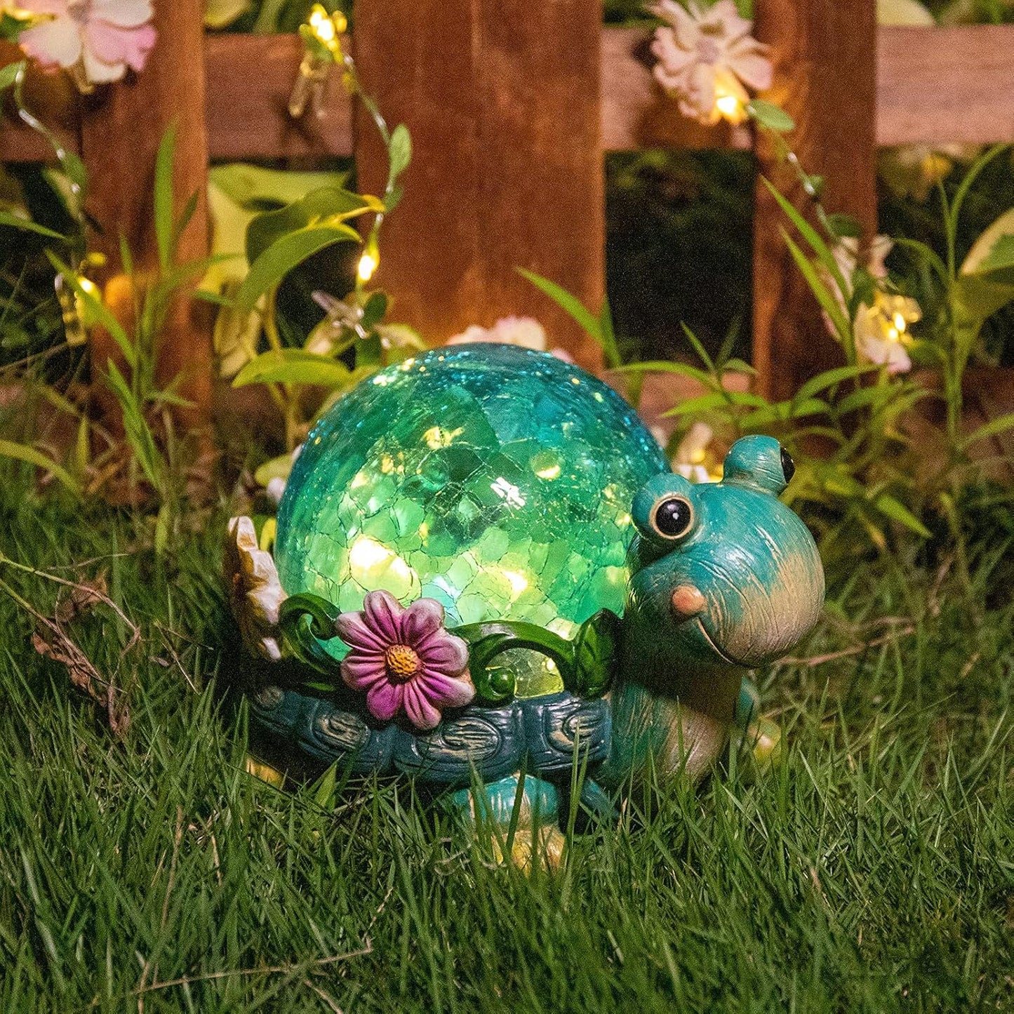 Afirst Garden Turtle Statue Outdoor Decor - Resin Outdoor Figurine Glass Solar Lights Indoor Outdoor Decorations Patio Lawn Yard Art Ornaments