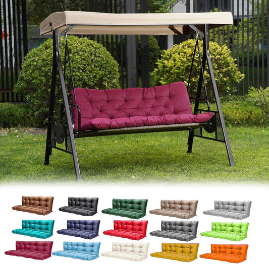 Porch Swing Cushions,Outdoor Cushions 3 Seater Replacement with Backrest, Waterproof Thickened Bench Cushion with Ties for Porch, Patio,Outdoor, Backyard and Garden (Wine Red 60 * 40 in)