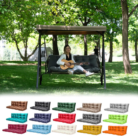 Porch Swing Cushions,Outdoor Cushions 3 Seater Replacement with Backrest, Waterproof Thickened Bench Cushion with Ties for Porch, Patio,Outdoor, Backyard and Garden(Dark Gray 60 * 40 in)