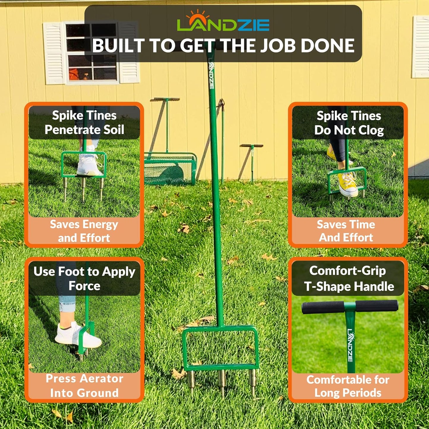 Landzie Lawn Aerator Replacement Tines - Set of 3 Spike Tines for Aerator Lawn Tool - 3 Heavy Duty Stainless Steel Manual Lawn Aerator Add-on Spike Tines for Compacted Soil - Manual Hand Coring Tool