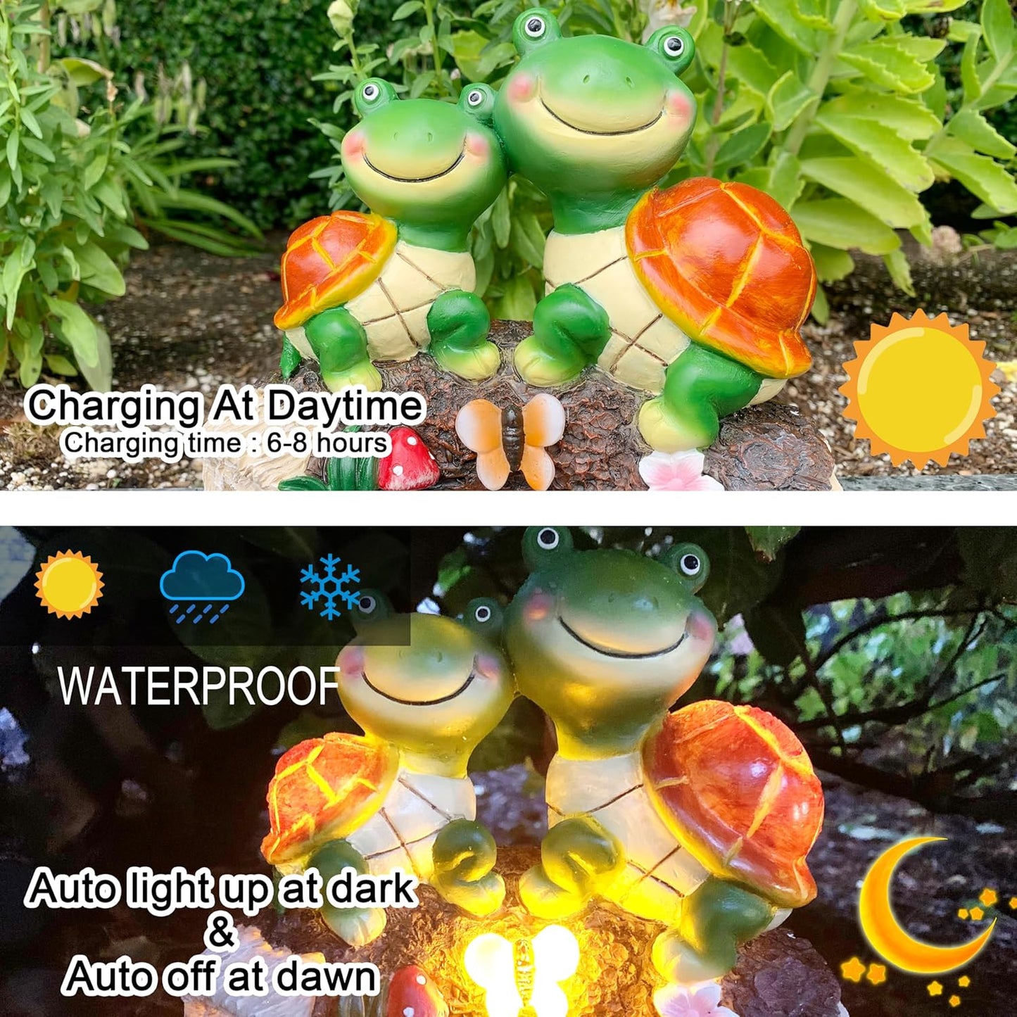 Malister Garden Turtle Figurines Outdoor Decor - Outdoor Statues with Solar LEDs for Patio Decor, Spring Summer Fall, Garden Art Outdoor Lawn Yard Art Gift, Statue Housewarming Gifts
