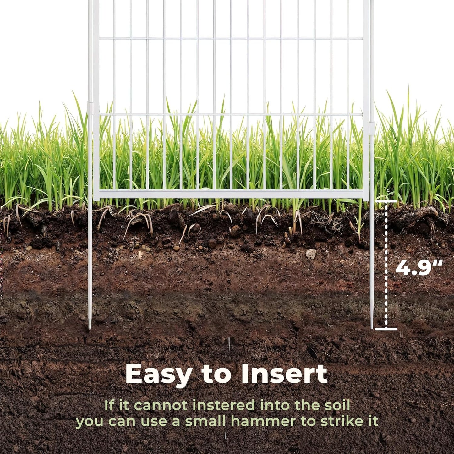 Decorative Garden Fence with Gate 45 in(H) x 26.8 ft(L) 12 Panels, Heavy Duty Metal Animal Barrier Fence for Yard, Flower Bed Fencing, Garden Border Fence, Easy Set Up, White