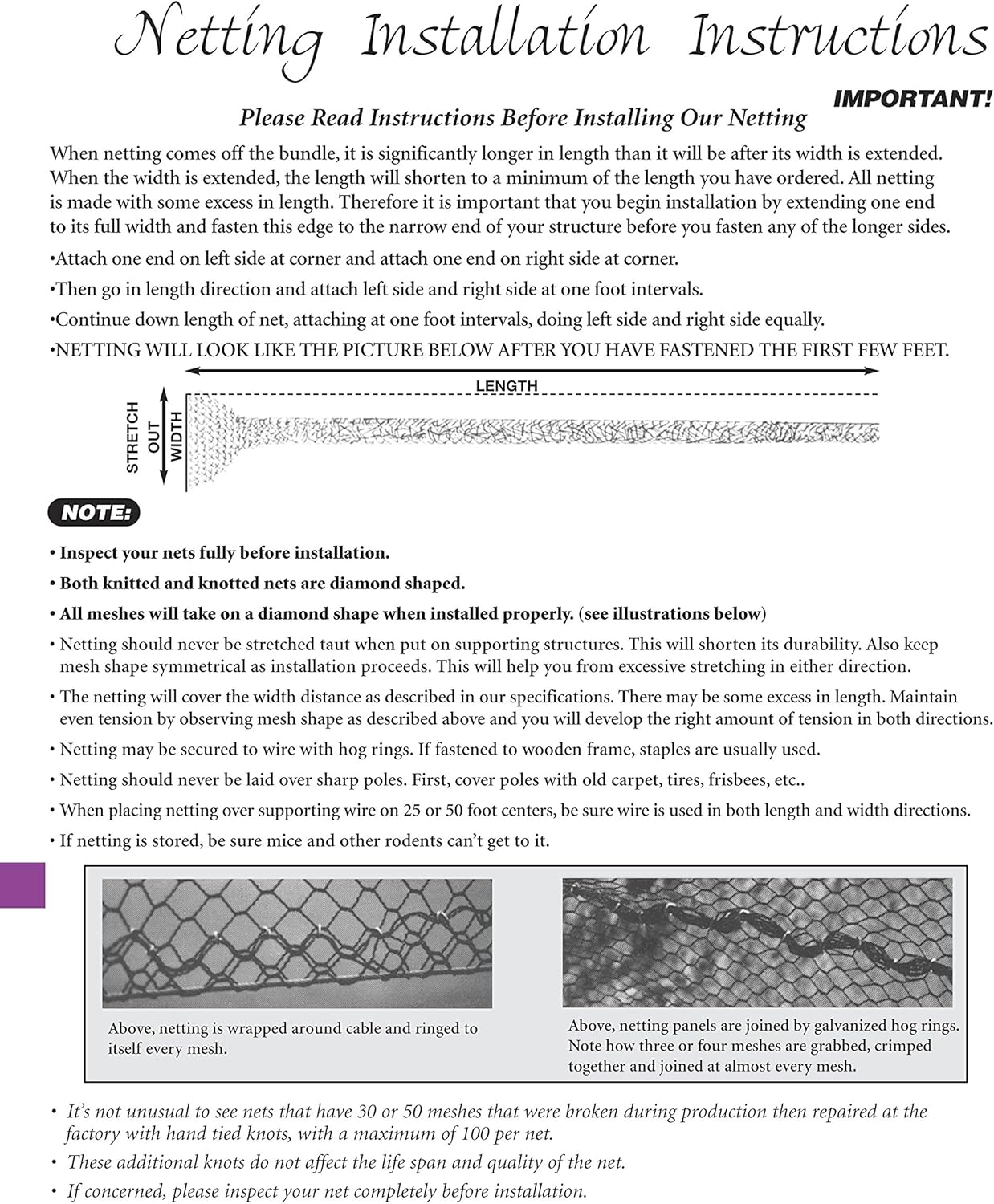 Excursions Aviary Netting 1" Heavy Knotted Poultry Net (6.25' x 150')