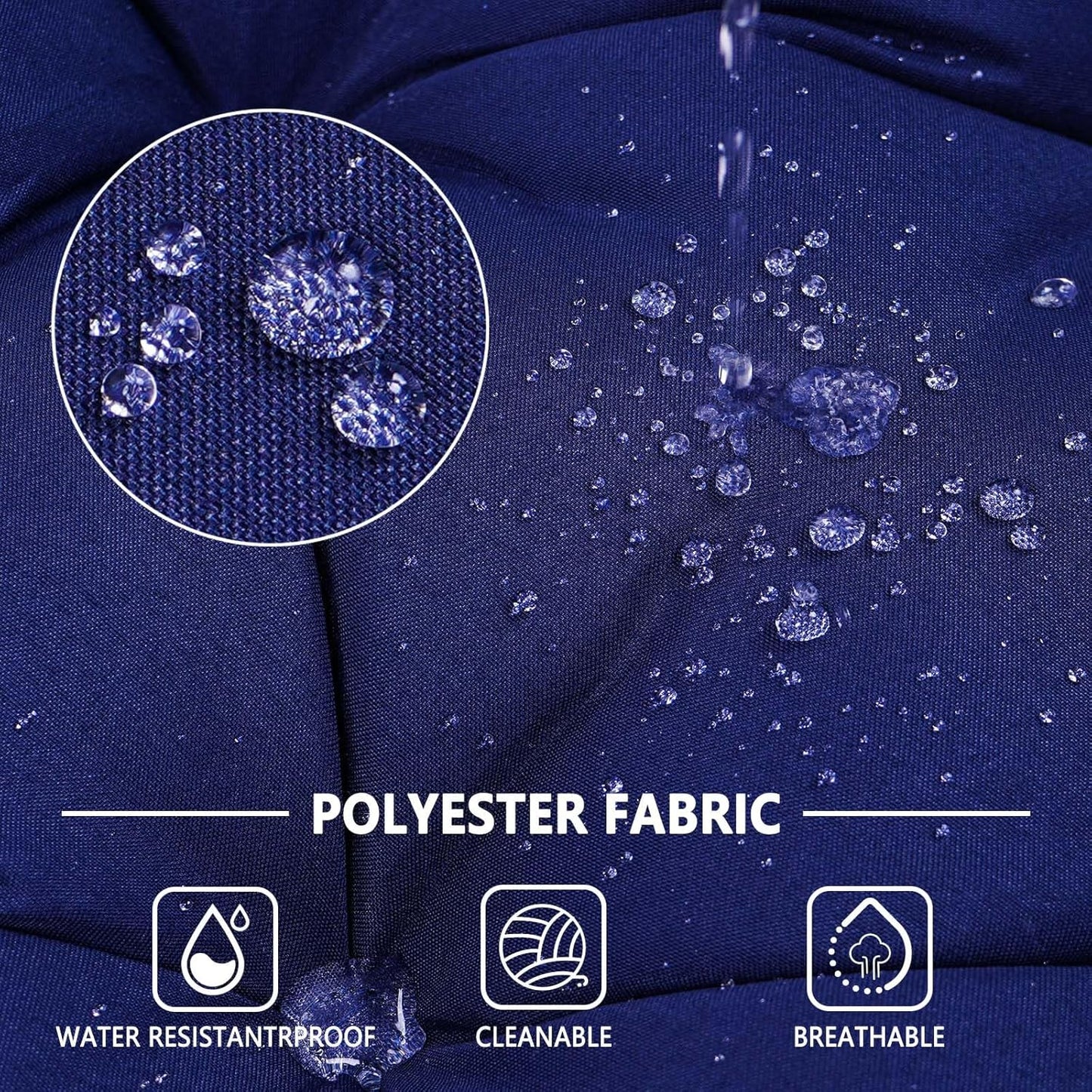 Outdoor Swing Cushions,Waterproof Swing Cushions 3 Seater Replacement with Backrest,Outdoor Thickened Bench Cushion with Ties for Porch,Patio,Backyard,Garden (Navy Blue 60 * 40 in)