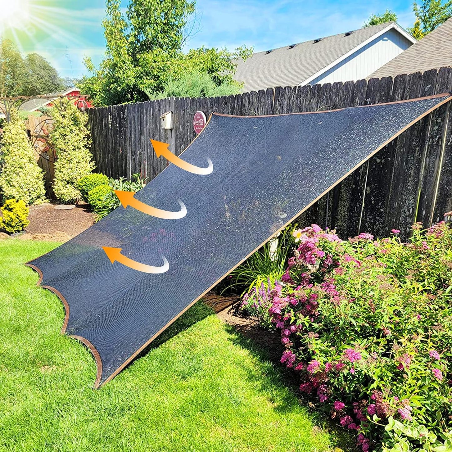 QLOFEI Shade Cloth for Garden, 60-70% Sun Screens for Patio Pergola Outdoor, Easy to Hang Mesh Tarp Shade Cloth with Grommets, Shade Neting Cover for Kennel Chicken Coop Plant Shade Sail, 4x6 FT