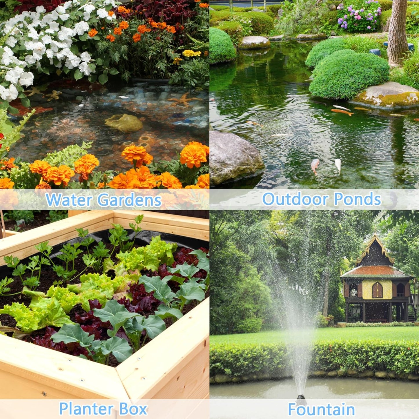 Reinforced PE Pond Liner 25 x 25 FT, 28 Mil Sun Resistant Preformed Pond Liner, Hemmed Edge with Buttonholes Liner for Outdoor Large Ponds, Fish/KOI/Duck Pond, Garden Waterfall, Waterscape, Black